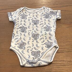 Cute Cream Elephant Print Baby Bodysuit